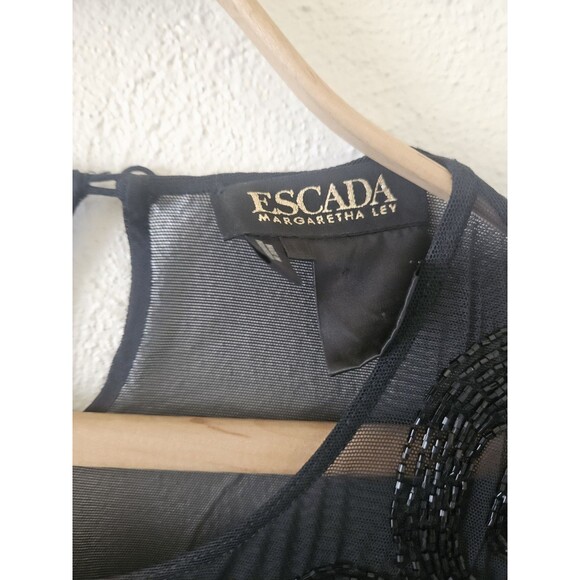 Escada Mesh And Beaded Body Suite Vtg Black Size L - Picture 2 of 10